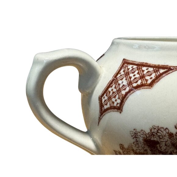 Alfred Meakin Fair Winds Pottery Sugar Bowl With Dual Handles & Scenic Pattern - Picture 5 of 10